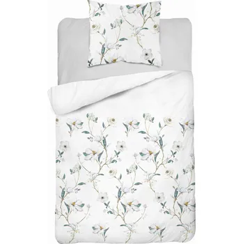 Povlečení POVLEČENÍ BAVLNĚNÝ SATÉN 140x200 DETEXPOL KVĚTY SVĚTLÉ SATÉNOVÉ
