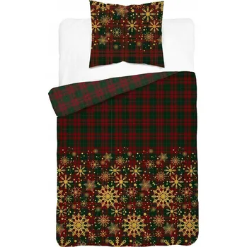 Povlečení Povlečení Vánoční Saténové 140x200 Kostka Červená Hvězdičky