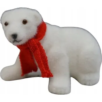 Obraz Bílý plyšový medvěd v červené šále 19 cm