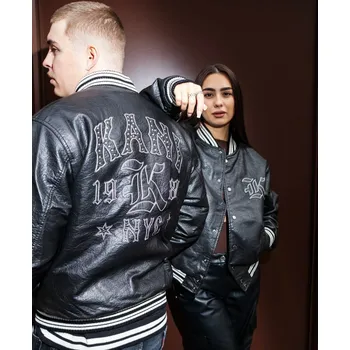 Pánská casual bunda Bunda Karl Kani - Kani Western Pu Leather College Jacket - Black velikost M