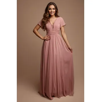 Dámské šaty EVA & LOLA Družičkovské šaty GRACE růžové Barva: Růžová, Velikost: S