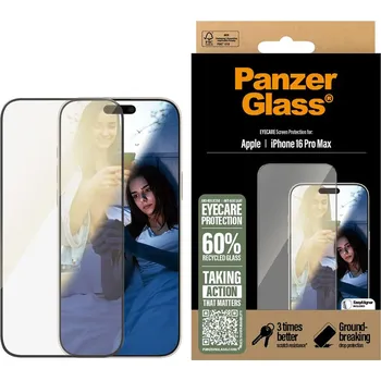 PanzerGlass Ultra-Wide Fit EyeCare ochranné sklo iPhone 16 Pro Max černé