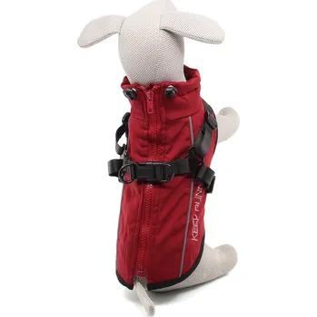 Obleček pro psa Vsepropejska Aero zimní bunda pro psa s postrojem Barva: Červená, Délka zad (cm): 27, Obvod hrudníku: 40 - 44 cm