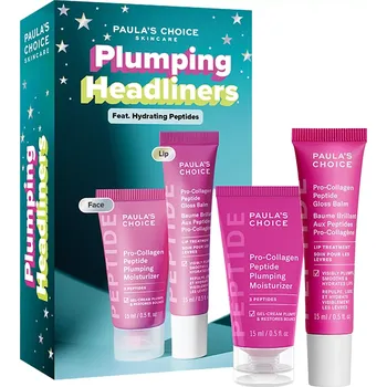 Pleťový krém Paula's Choice - Plumping Headliners - Sada na obličej a rty s peptidy - Hydratační krém 15ml + Balzám na rty 15ml