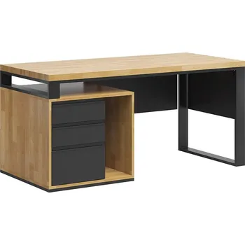 Psací stůl Psací stůl s dřevěnou deskou "loft office plus" Krátký - Černá , NE , Vlevo (podstavec) , 180x70 cm