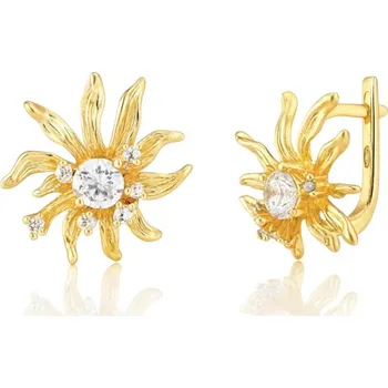 Náušnice Flamenco Mystique Náušnice z nerezové oceli pokovené 14k zlatem, anglické zapínání KST3426