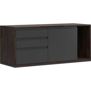 Psací stůl Skříňka se zásuvkami a policí na psací stůl z ebenového dřeva - Černá , Vlevo (podstavec)