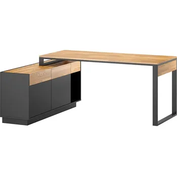 Psací stůl Moderní rohový stůl pro malé i velké kanceláře - Přírodní dub/černá , Vlevo