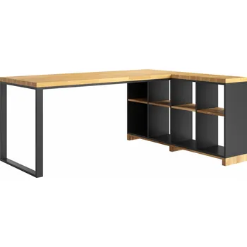 Psací stůl Pracovní a studijní rohový stůl s ochranou pod deskou 160x70 cm pravá strana - Černá , NE , Práva , 180x70 cm