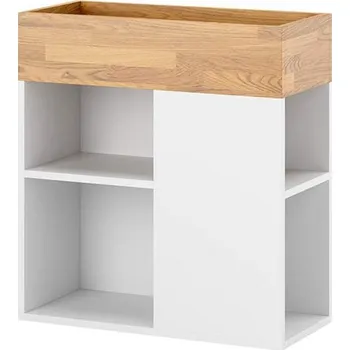 Stojan na květiny Moderní stojan na psací stůl v podkroví s policemi - Přírodní dub/bílá , Vlevo