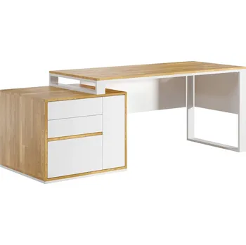 Psací stůl Černý kancelářský stůl v podkroví - Bílá , ANO , Vlevo (podstavec) , 200x70 cm