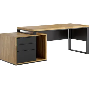 Psací stůl Psací stůl s dřevěnou deskou Loft Office Plus Right - Černá , ANO , Vlevo (podstavec) , 160x70 cm