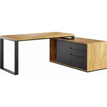 Psací stůl Bílý psací stůl pro kancelář, domácí kancelář, pravý 160x70 - Černá , NE , Vpravo (kontejner) , 180x70 cm