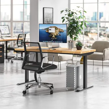 Psací stůl Elektrický stůl s dřevěnou deskou 140x70cm - Černá , 140x70 cm