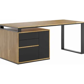 Psací stůl Psací stůl dřevo kov loft office slim 160x70 krátký - Černá , NE , Vlevo (podstavec) , 160x70 cm