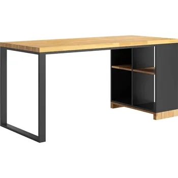 Psací stůl Stylový psací stůl s krytem pod deskou na dokumenty a pořadače 160x70 - Černá , NE , Vpravo (kontejner) , 160x70 cm