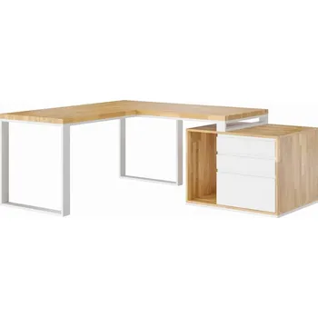 Psací stůl Loftový rohový stůl velký 180x70 Loft Office Plus s kryty - Bílá , NE , Práva , 180x70 cm