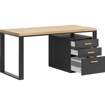 Psací stůl Průmyslový stůl v podkroví se zásuvkami. Dubová deska 160 cm x 70 cm. Zásuvky Blum - Černá , ANO , 180x70 cm