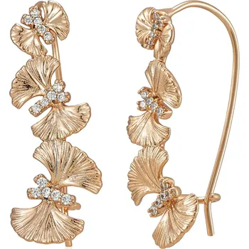 Náušnice B-TOP Dámské vintage náušnice se zirkony Květy - růžové pozlacení