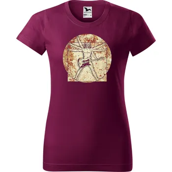 Dámské tričko levne-damske-bavlnene-tricko-potisk-DaVinci Velikost dámská trička Basic: M šířka 47, délka 63, Odstín dámské tričko Basic: Vínové