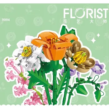 ostatní stavebnice Stavebnice 12 květinových kostek, 1200 dílů , kytice věčných květin, dárek pro kutily 9094