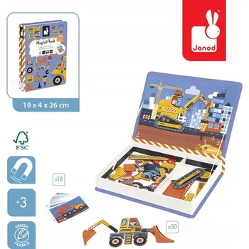 ostatní stavebnice Janod Magnetická skládačka Magnetibook Staveniště