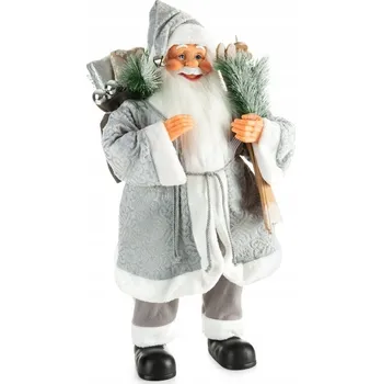 Vánoční ozdoba SVATÝ Mikuláš FIGURKA SVATÉHO MIKULÁŠE 44x26x80 CM STŘÍBRNÝ