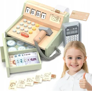 Hra na obchod Interaktivní Pokladna pro Děti s Kalkulačkou, Skenovacím Zařízením a Kartou