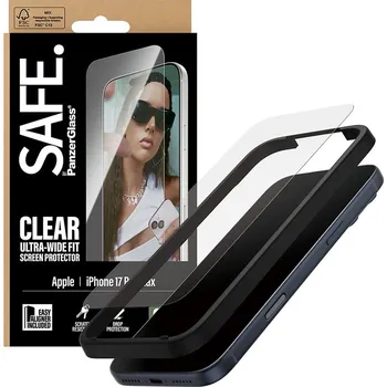 PanzerGlass SAFE Ultra-Wide Fit ochranné sklo s EasyAligner iPhone 17 Pro Max čiré