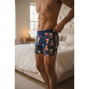 Boxerky Vánoční boxerky pivo modré Velikost: 6XL