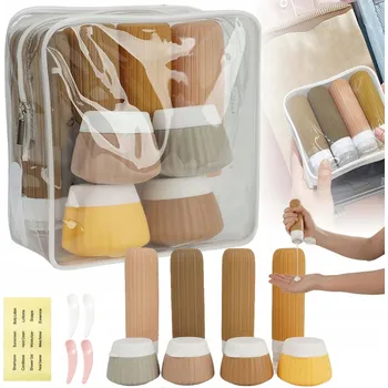 SILIKONOVÉ CESTOVNÍ LAHVIČKY DO LETADLA DO PŘÍRUČNÍHO ZAVAZADLA NA KOSMETIKU, SADÁ 8 KS