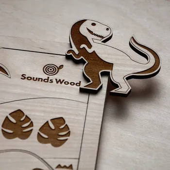 Dřevěná hračka Dřevěné vzdělávací puzzle "Ztracený svět" - dinosauři Sounds Wood