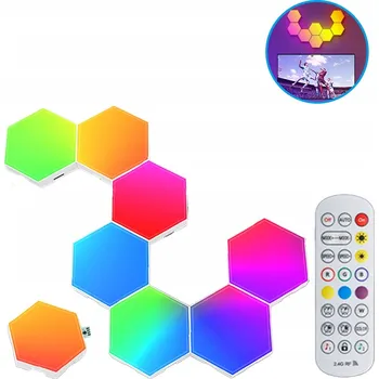 Nástěnné svítidlo 8 KS HEXAGONOVÁ LAMPA MEDOVÁ PLÁSTEV SVĚTLO RGB NÁSTĚNNÉ SVÍTIDLO OVLÁDANÉ APLIKACÍ
