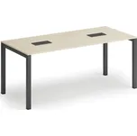 Jednací stůl PRIMO SQUARE, 180x80 cm, bříza + 2x stolní zásuvka TYP I, černá 235036836