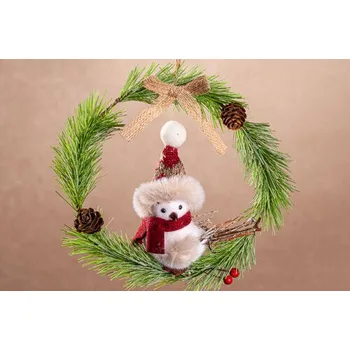 Vánoční dekorace Věneček s ptáčkem X493