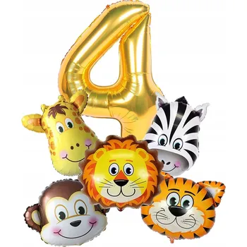 Balónek Sada balónků SAFARI Lev ZOO čtvrté narozeniny 4