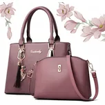 LilaBelle Dámský set kabelek, eko kůže, levandulová fialová, zlaté detaily, členění 2 komory a 5 kapes