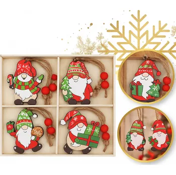 Vánoční ozdoba Flamenco Mystique Dřevěné vánoční přívěsky trpaslíci, 12 kusů v balení BSN77