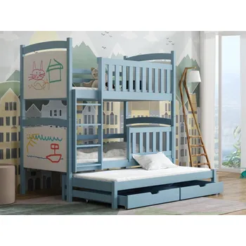 Dětská postel Patrová postel pro tři Amelia Barva dřeva: Modrá, Rozměry: 80x180