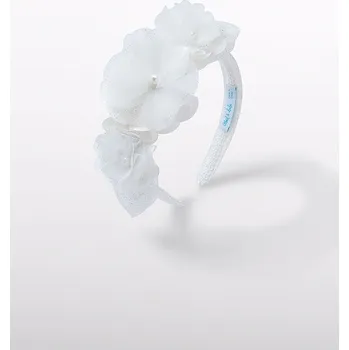 Čelenka Dívčí Čelenka s květinami ABEL&LULA 5444 bílá, stříbrná