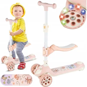 Koloběžka Tříkolová balanční koloběžka pro děti s nastavitelným sedátkem a LED koly