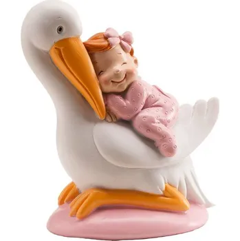 Party dekorace Figurka na dort holčička s čápem 10cm - Dekora