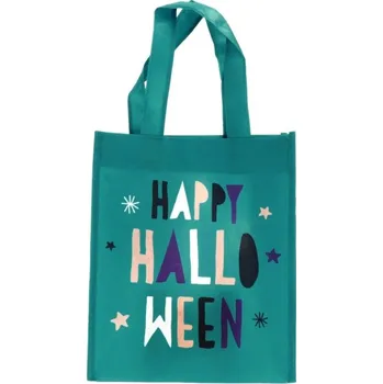 Party dekorace Folat Taška na sladkosti Happy Halloween tyrkysová 21 x 23 cm 1 ks