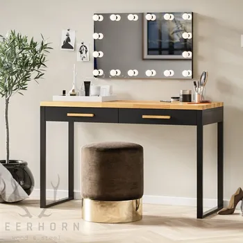 Toaletní stolek Dřevěný a kovový toaletní stolek do ložnice