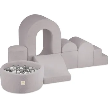 Hrací deka PLUSH NEST Hrací hrad s bazénem a 150 míčky šedý beránek