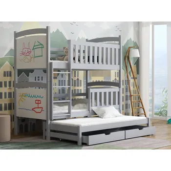 Dětská postel Patrová postel pro tři Amelia Barva dřeva: Šedá, Rozměry: 80x180