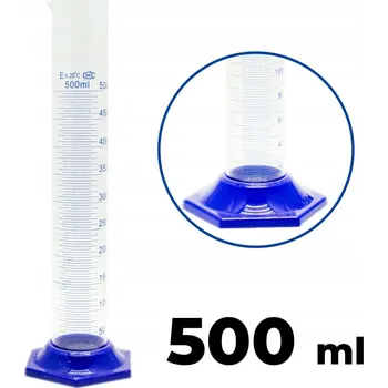 Sklenice Odměrný válec skleněný 500 ml s PP základnou, menzurka