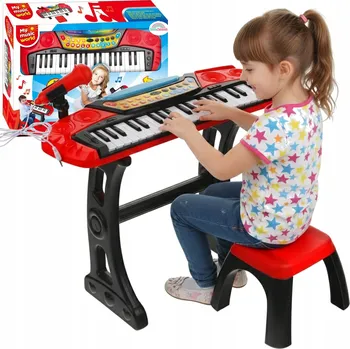 Hudební nástroj pro děti Keyboard Varhany Pianino pro Děti STOLIČKA Mikrofon STATIV Nahrávání MP3