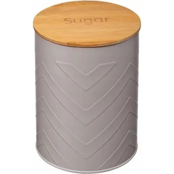 Dóza na potraviny Kovová dóza / plechovka na cukr GOMERO béžová matná s bambusovým víkem