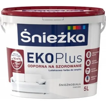 barva na zeď ŚNIEŻKA® EKO PLUS interiérová emulzní omyvatelná barva · bílá matná Balení: 5 l (7,5 kg)